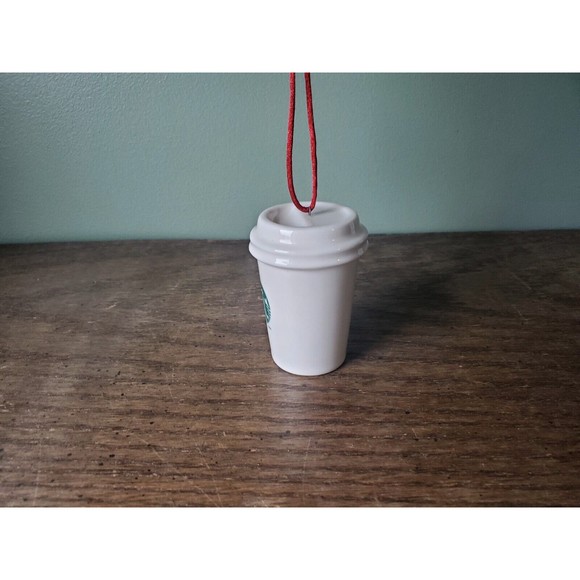 2014 Starbucks Ceramic White Coffee Cup Tumbler Ornament - Picture 2 of 7
